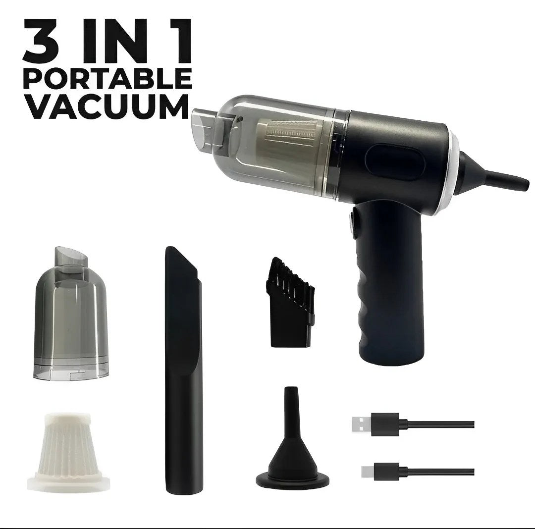 3-in-1 mini car vacuum cleaner and air blower