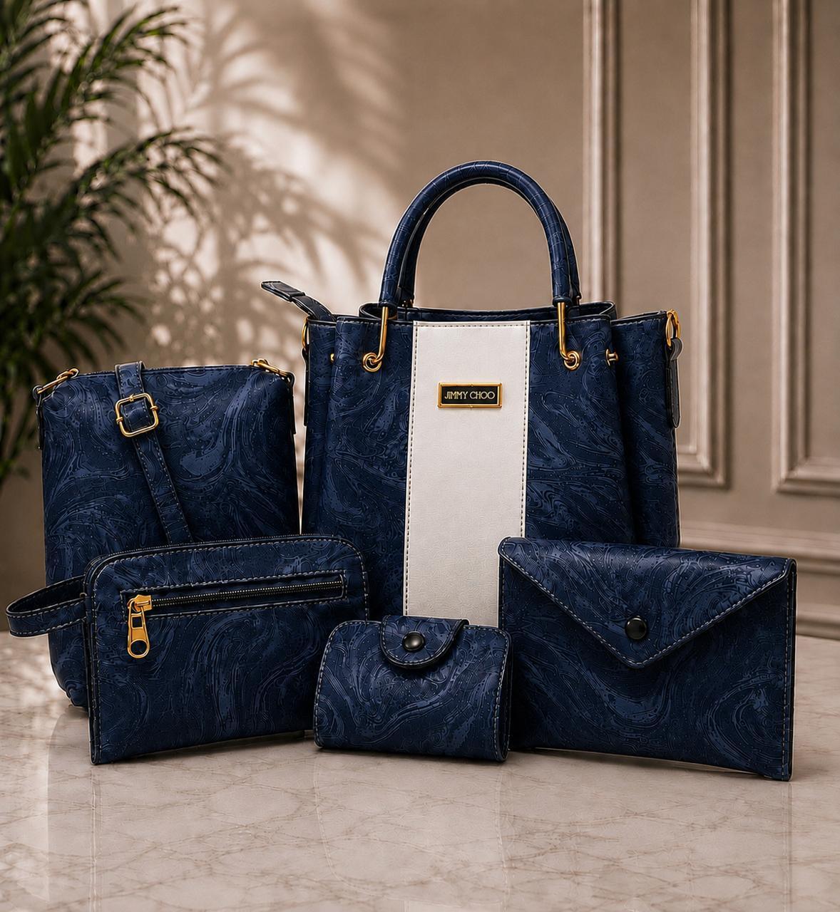 Handbag Set  JIMMY CHOO| 5-Piece Elegant Tote Bag Set | Shoulder Bag, Crossbody & Clutch | Premium Fashion Gift